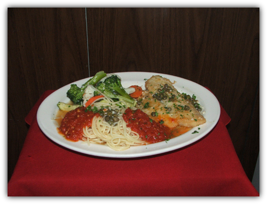 Pengasious Al Limone. White fish sauteed with white wine, lemon and capers.