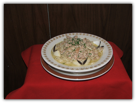 Linguini Vongole with clams, garlic, olive oil and parsley.
